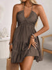 Women's Off-Shoulder V-Neck Ruffle Dress – Elegant Strap Style by FitiqueFit