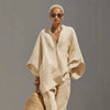 Women’s Casual Solid Color Two Piece Shirt Set by FitiqueFit