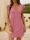 Lovelet V-Neck Ruffled Cap Sleeve Mini Dress