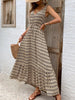 Vintage Printed V-Neck Tie Waist Midi Dress Lightweight Trendy & Elegant Dress for Women by Stevvex