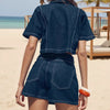 Women's Loose Denim Shirt-Dress & Pants Two-Piece Set – Cotton by FitiqueFit