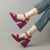 Women's Round Toe Chunky Heel Sandals – Buckle Strap Block Heel by FitiqueFit