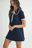 Ruffle Trimmed Collar Fine Knit Mini Dress For Women – Ruffle Mini Dress, Fine Knit Dress, Collar Dress, Feminine Mini Dress, Chic Knit Dress by Stevvex
