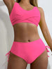 Bikini Twist Front V Neck High Waist 2 Piece Bikini Set for Women – Stretchy Tie Back Swimsuit with Drawstring Lace Up and Comfortable Fit – Trendy Solid Color Swimwear for Beach Days Pool Parties and Summer Vacations by Stevvex