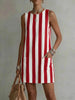Women's Striped Color-Block Sleeveless Mini Dress – Loose Fit by FitiqueFit