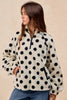 BiBi Polka Dot Sherpa Half Zip Up Top with Side Pocket by FitiqueFit