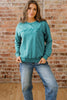High-rise saved by grace Letter Embroidery Mineral Wash Loose Sweatshirt by Wild and Free Boutique