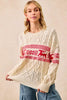 BiBi Christmas Theme Patterned Cable Knit Sweater by FitiqueFit