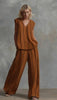 Women’s Sleeveless Striped Top and Full-Length Pants Set by FitiqueFit