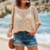 Women's Hollow-Out Drop-Shoulder Loose Knit Top by FitiqueFit