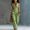 Women's V-Neck Crossover Tank Top & Casual Trousers Two-Piece Set by FitiqueFit