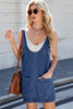 Scoop Neck Denim Overall Dress with Pockets