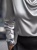 Full Size Satin Cowl Neck Long Sleeve Blouse Plus Size by Wild and Free Boutique