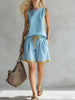 Solid Color Loose Casual Vest and Shorts Set by FitiqueFit