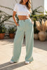 Women's Silky Satin Wide-Leg Trousers – High-Waist Pocket Pants by FitiqueFit