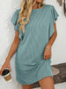 Ruffled Round Neck Short Sleeve Dress Feminine Simple Classic Dress Breathable And Comfy Dress by Stevvex