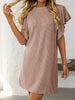 Ruffled Round Neck Short Sleeve Dress Feminine Simple Classic Dress Breathable And Comfy Dress by Stevvex