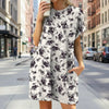 Floral Print Loose Pocket Dress | Round Neck Short Sleeve by FitiqueFit