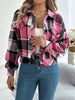 Classic Plaid Button Up Long Sleeve Jacket Women Cozy Trendy Everyday Wear Simple Jacket by Stevvex