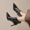 Women's Satin Pointed Toe Chunky Heel Short Boots – Ultra High Heel by FitiqueFit