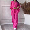 Wide-Leg Pants & Lace-Up Top Two-Piece Set – Solid Color, 12 Colors S–5XL by FitiqueFit