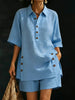 Short-Sleeve Shirt & Loose Pants Two-Piece Set – 4 Colors, S–5XL by FitiqueFit