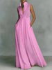 Women's French-Style High-Waist Midi Dress with Ribbon Tie by FitiqueFit