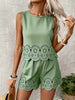 Women's Elegant Hollow-Out Floral Top & Pants Set – 2-Piece by FitiqueFit