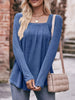 Pleated Square Neck Long Sleeve T-Shirt by Simply Love