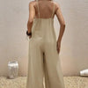 Women’s Casual Suspender Jumpsuit – V-Neck Solid Color Sleeveless One-Piece by FitiqueFit