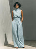 Women’s Cotton Linen Two-Piece Set – Sleeveless Top & Wide-Leg Pants by FitiqueFit