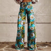 Women's Printed Flare Pants – Mid-Waist Full Length Plus Size by FitiqueFit