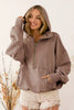 BiBi Stitch Detailed Elastic Hem Half Zip Fleece Hoodie by FitiqueFit