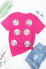Rose Red Sequined Baseball Graphic Cotton T Shirt by Wild and Free Boutique