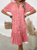 Women's Puff Sleeve Ruffled Hem Mini Dress – Solid Color by FitiqueFit