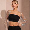 Fishnet Sequin Cardigan Top With Diamond Embellishments by My Store