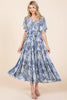 New Summer Floral Tie Waist Flutter Sleeve Tiered Dress For Women – Feminine, Elegant, Cheerful, Bohemian Chic, Flowy & Graceful by Stevvex