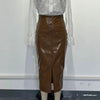 Women’s Faux Leather High-Waisted Bodycon Midi Skirt by FitiqueFit