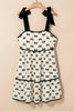 White Bow Contrast Trim Knotted Shoulder Mini Dress by Wild and Free Boutique