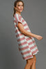 Peace Applique Striped Short Sleeve Mini Dress – Trendy Stripes, Playful Peace Applique, and High-Low Hem for a Chic Casual Look by Stevvex