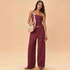Women's Striped Tube Top & Pants Set – 2-Piece Modal Matching Outfit by FitiqueFit