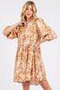 New Summer Flower Print Linen Blend Babydoll Mini Dress – Lightweight Floral Babydoll Dress with Relaxed Fit and Gathered Waist by Stevvex
