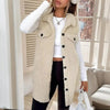 Wool-Like Sleeveless Vest with Lapel by FitiqueFit