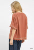 Umgee Linen Blend Scallop Trim Top by FitiqueFit