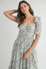 Floral Bust Ruched Midi Dress with Shoulder Tie For Women – Ruched Midi Dress For Summer, Floral Bust Dress, Shoulder Tie Dress, Feminine Midi Dress, Chic Event Dress by Stevvex