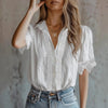 Women’s Lace Puff Sleeve Loose Fit Top by FitiqueFit