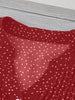 Polka Dot Notched Ruffled Cap Sleeve Blouse