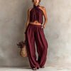 Women's Loose Sleeveless Top & Wide-Leg Pants Set – Linen Blend by FitiqueFit