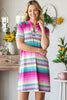 Colorful Full Size Striped Short Sleeve Mini Tee Dress Plus Size Casual Essential Summer Dress by Stevvex
