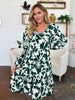 Double Take Full Size Printed Ruffle Hem Dress with Pocket Stylish & Functional Women Dress by Stevvex